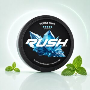 Rush Boost Mint 21mg Nicotine Pouches — 21mg nicotine per pouch, slim format, 20 pouches