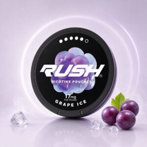 RUSH Grape Ice 17mg — 17mg nicotine per pouch, slim format, 20 pouches