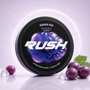 Rush Grape Ice 21mg Nicotine Pouches — 21mg nicotine per pouch, slim format, 20 pouches