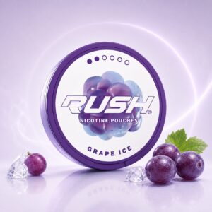 RUSH Grape Ice 6mg — 6mg nicotine per pouch, slim format, 20 pouches