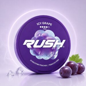 Rush Icy Grape 11.2mg Nicotine Pouches — 11.2mg nicotine per pouch, slim format, 20 pouches