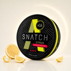 Snatch Citrus 11.2mg Nicotine Pouches — 11.2mg nicotine per pouch, slim format, 20 pouches