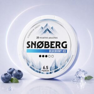 Snoberg Blueberry Ice 6.5mg Nicotine Pouches — 6.5mg nicotine per pouch, slim format, 20 pouches