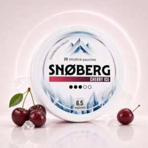 Snoberg Cherry Ice 6.5mg Nicotine Pouches — 6.5mg nicotine per pouch, slim format, 20 pouches
