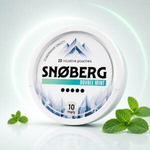 Snoberg Double Mint 10mg Nicotine Pouches — 10mg nicotine per pouch, slim format, 20 pouches