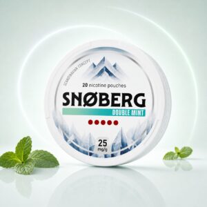 Snoberg Double Mint 25mg Nicotine Pouches — 25mg nicotine per pouch, slim format, 20 pouches