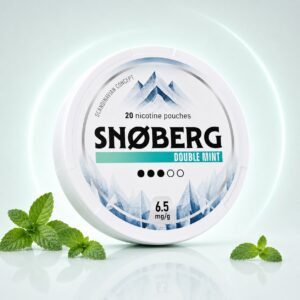 Snoberg Double Mint 6.5mg Nicotine Pouches — 6.5mg nicotine per pouch, slim format, 20 pouches