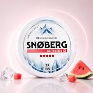 Snoberg Watermelon Ice 25mg Nicotine Pouches — 25mg nicotine per pouch, slim format, 20 pouches