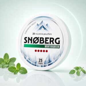 Snoberg Wintergreen 25mg Nicotine Pouches — 25mg nicotine per pouch, slim format, 20 pouches