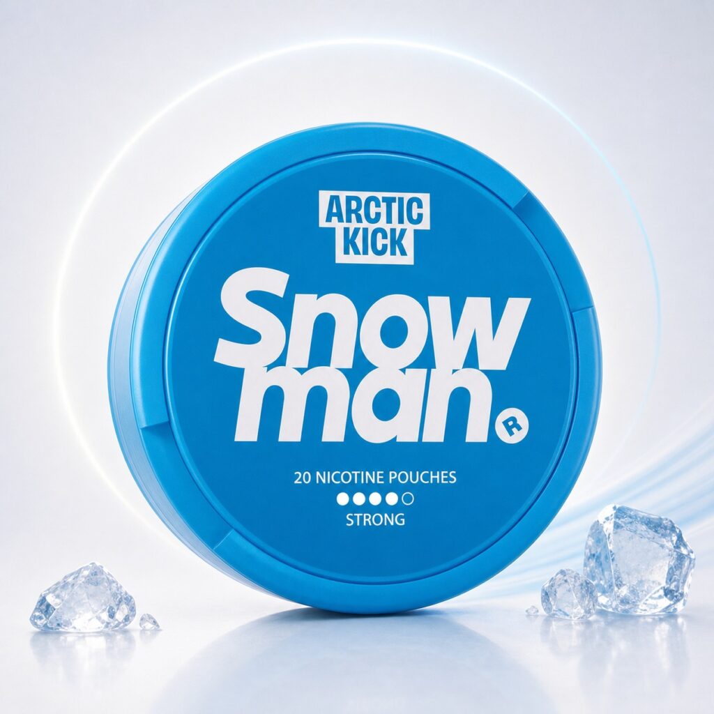 Snowman Arctic Kick 12mg Nicotine Pouches — 12mg nicotine per pouch, slim format, 20 pouches