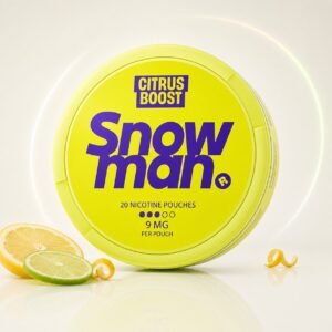 Snowman Citrus Boost 9mg Nicotine Pouches — 9mg nicotine per pouch, slim format, 20 pouches