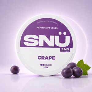 SNU Grape 9mg Nicotine Pouches — 9mg nicotine per pouch, slim format, 20 pouches