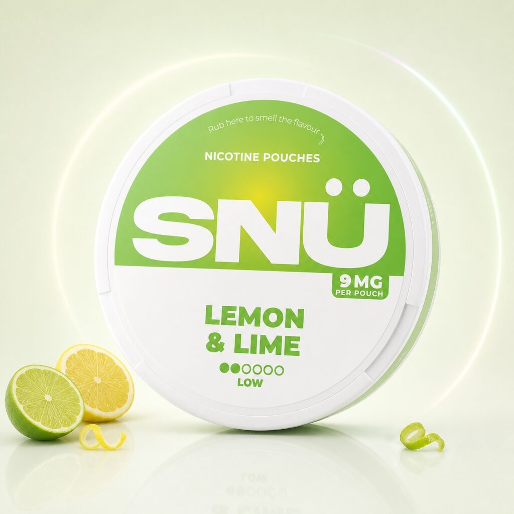 SNU Lemon & Lime 9mg Nicotine Pouches — 9mg nicotine per pouch, slim format, 20 pouches