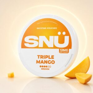 SNU Triple Mango 12mg Nicotine Pouches — 12mg nicotine per pouch, slim format, 20 pouches
