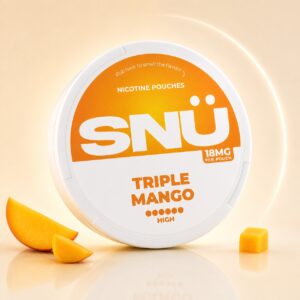 SNU Triple Mango 18mg Nicotine Pouches — 18mg nicotine per pouch, slim format, 20 pouches