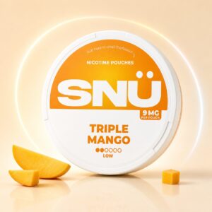 SNU Triple Mango 9mg Nicotine Pouches — 9mg nicotine per pouch, slim format, 20 pouches