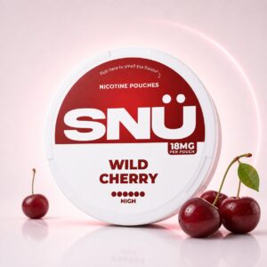 SNU Wild Cherry 18mg Nicotine Pouches — 18mg nicotine per pouch, slim format, 20 pouches