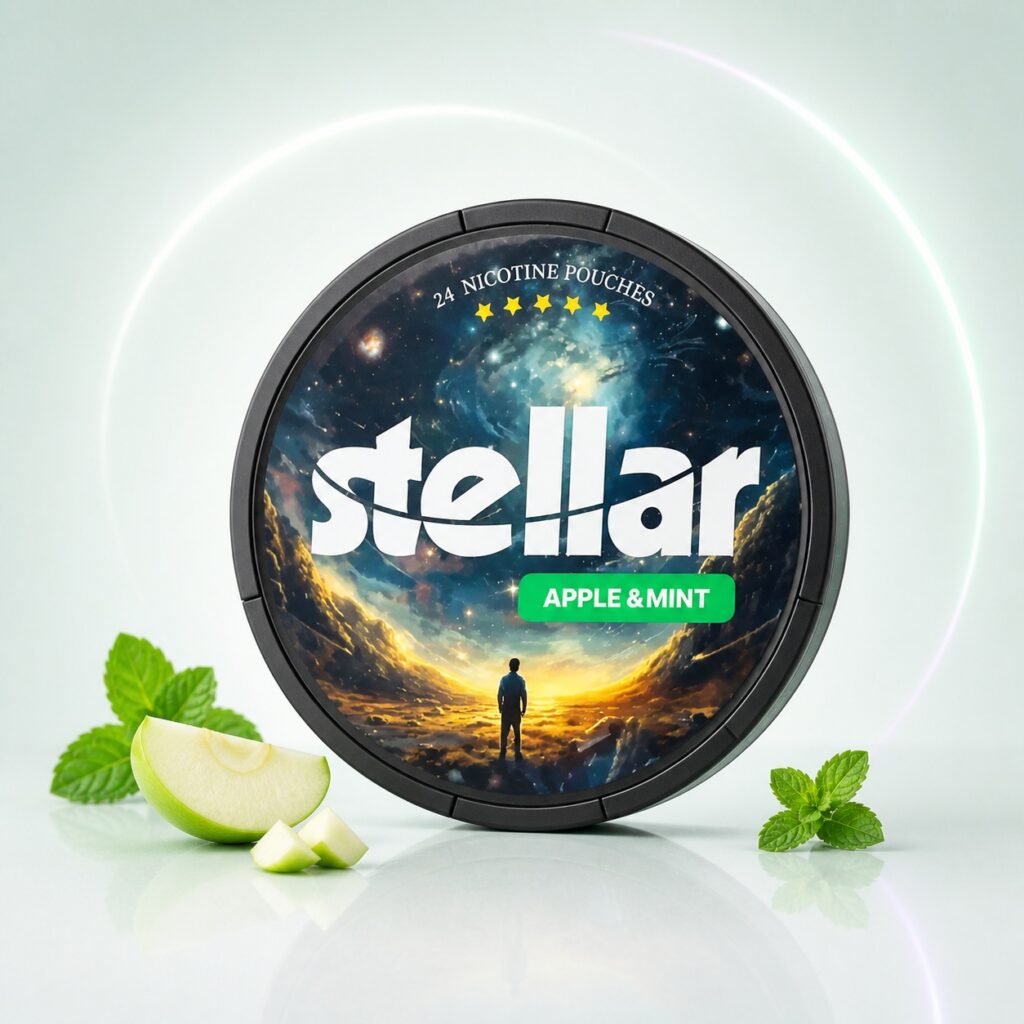 Stellar Apple Mint 45mg Nicotine Pouches — 45mg nicotine per pouch, slim format, 24 pouches