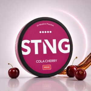 STNG Cola Cherry 27.5mg Nicotine Pouches — 27.5mg nicotine per pouch, slim format, 20 pouches