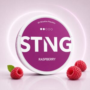 STNG Raspberry 9.2mg Nicotine Pouches — 9.2mg nicotine per pouch, slim format, 20 pouches