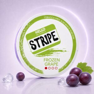 Stripe Frozen Grape 5mg Nicotine Pouches — 5mg nicotine per pouch, slim format, 20 pouches