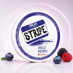 Stripe Wild Berry 5mg Nicotine Pouches — 5mg nicotine per pouch, slim format, 20 pouches