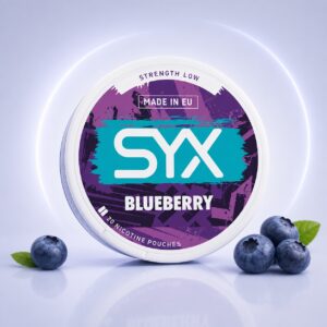 SYX Blueberry 2.8mg Nicotine Pouches — 2.8mg nicotine per pouch, slim format, 20 pouches