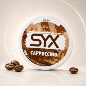 SYX Cappucci .5mg Nicotine Pouches — 11.5mg nicotine per pouch, slim format, 20 pouches
