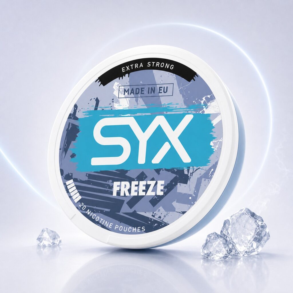 SYX Freeze 20mg Nicotine Pouches — 20mg nicotine per pouch, slim format, 20 pouches