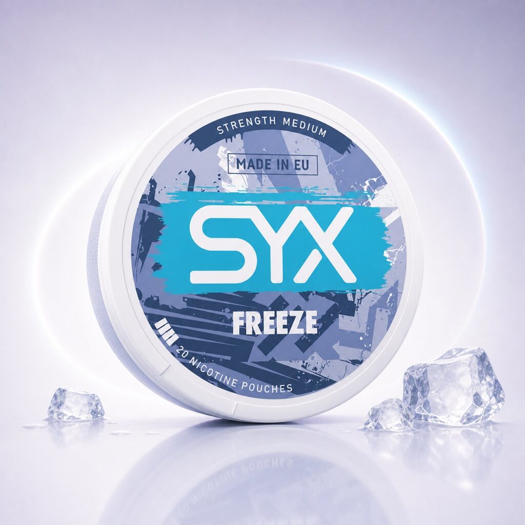 SYX Freeze 5.6mg Nicotine Pouches — 5.6mg nicotine per pouch, slim format, 20 pouches