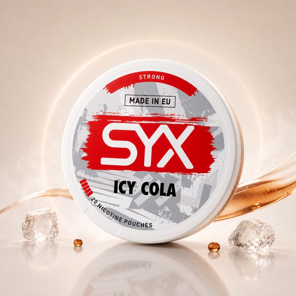 SYX Icy Cola 11.5mg Nicotine Pouches — 11.5mg nicotine per pouch, slim format, 20 pouches