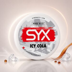 SYX Icy Cola 2.8mg Nicotine Pouches — 2.8mg nicotine per pouch, slim format, 20 pouches