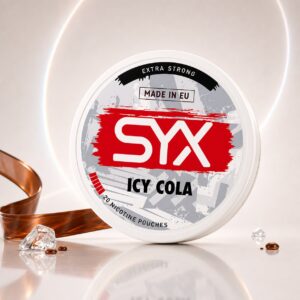 SYX Icy Cola 20mg Nicotine Pouches — 20mg nicotine per pouch, slim format, 20 pouches