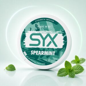 SYX Spearmint 5.6mg Nicotine Pouches — 5.6mg nicotine per pouch, slim format, 20 pouches