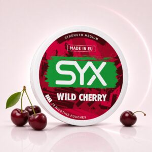 SYX Wild Cherry 5.6mg Nicotine Pouches — 5.6mg nicotine per pouch, slim format, 20 pouches
