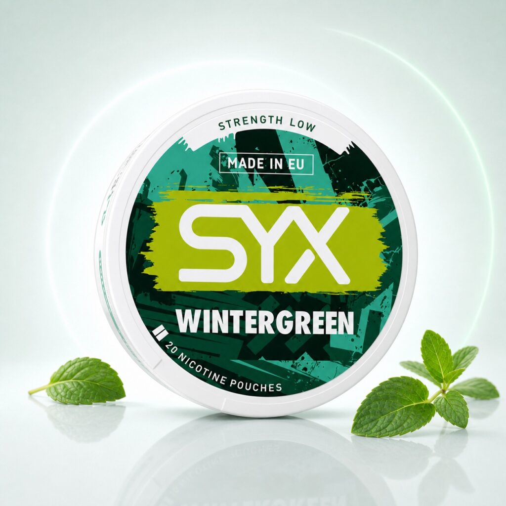 SYX Wintergreen 2.8mg Nicotine Pouches — 2.8mg nicotine per pouch, slim format, 20 pouches