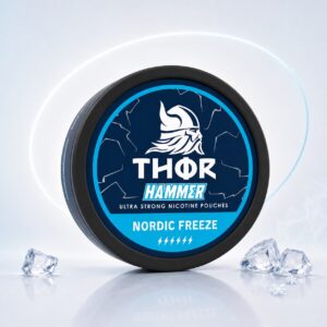Thor Nordic Freeze 16mg Nicotine Pouches — 16mg nicotine per pouch, slim format, 20 pouches