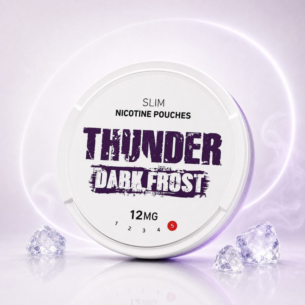 Thunder Dark Frost 12mg Nicotine Pouches — 12mg nicotine per pouch, slim format, 21 pouches