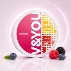 V&YOU Berry Fizz 10mg Nicotine Pouches — 10mg nicotine per pouch, slim format, 20 pouches