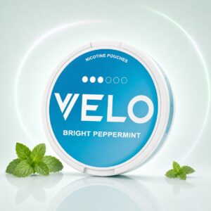 Velo Bright Peppermint 8mg Nicotine Pouches — 8mg nicotine per pouch, slim format, 20 pouches
