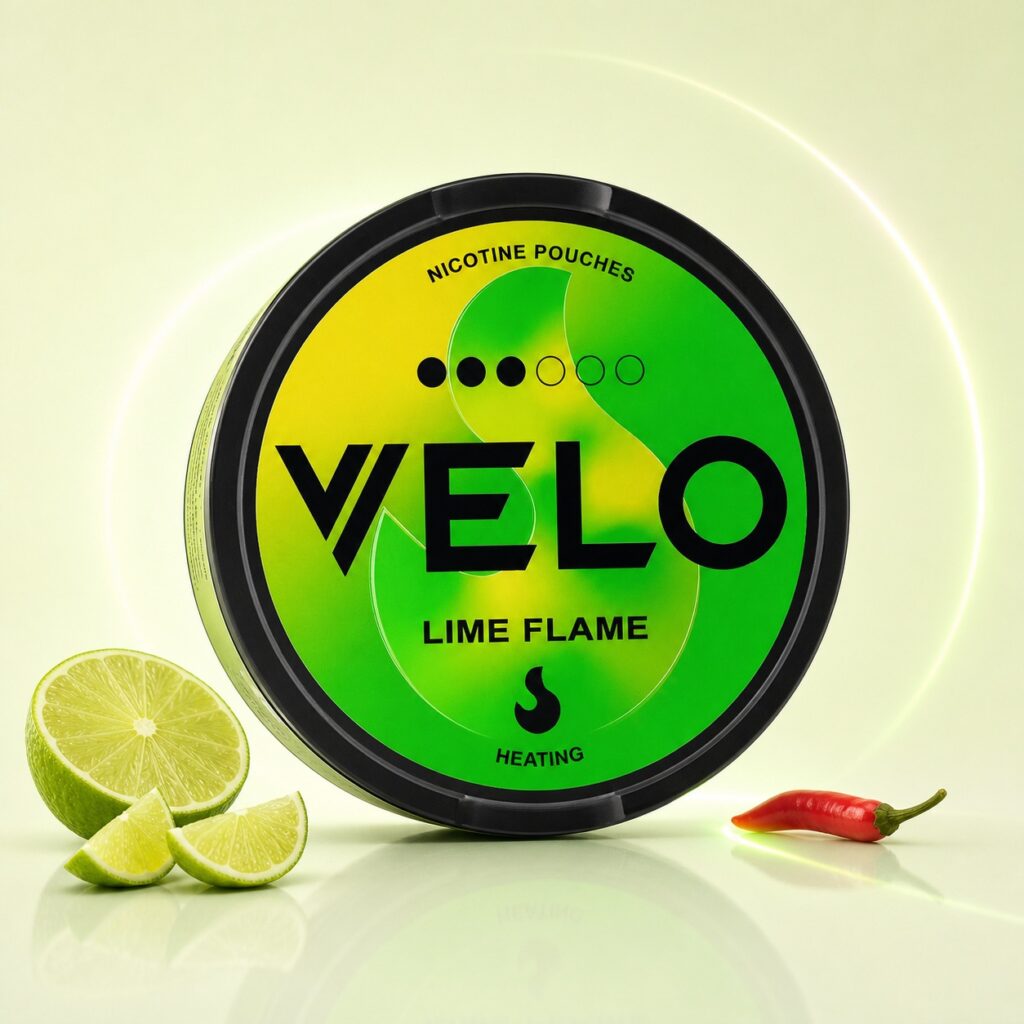 Velo Lime Flame 8mg Nicotine Pouches — 8mg nicotine per pouch, slim format, 20 pouches