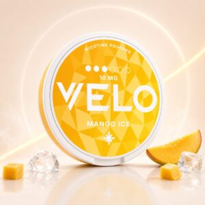 VELO Mango Ice 10mg — 10mg nicotine per pouch, slim format, 20 pouches