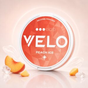 Velo Peach Ice 10mg Nicotine Pouches — 10mg nicotine per pouch, slim format, 20 pouches