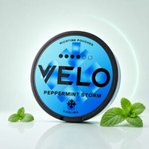 VELO Peppermint Storm 10.9mg — 10.9mg nicotine per pouch, slim format, 20 pouches