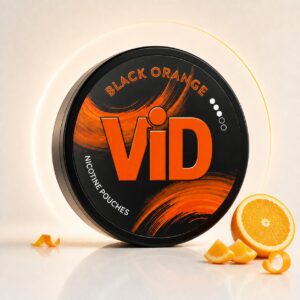 ViD Black Orange 7.2mg Nicotine Pouches — 7.2mg nicotine per pouch, slim format, 20 pouches