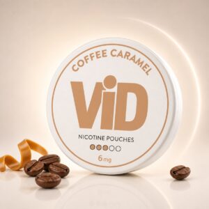 ViD Coffee Caramel 6mg Nicotine Pouches — 6mg nicotine per pouch, slim format, 20 pouches
