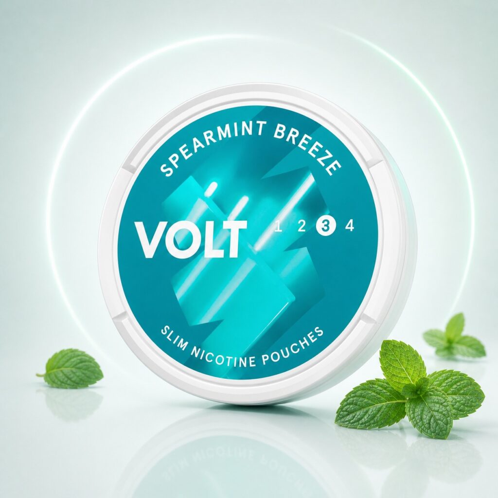 Volt Spearmint Breeze 7mg Nicotine Pouches — 7mg nicotine per pouch, slim format, 21 pouches
