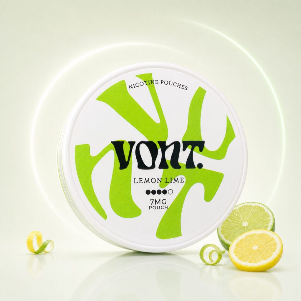 Vont Lemon Lime 7mg — 7mg nicotine per pouch, slim format, 20 pouches