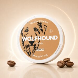 Wolfhound Coffee 7mg Nicotine Pouches — 7mg nicotine per pouch, slim format, 20 pouches