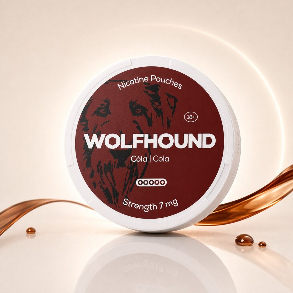 Wolfhound Cola 7mg Nicotine Pouches — 7mg nicotine per pouch, slim format, 20 pouches
